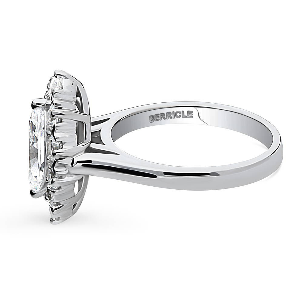 Navette Halo Art Deco CZ Ring in Sterling Silver