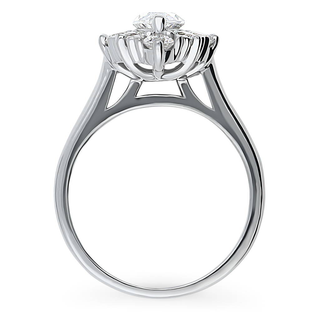 Alternate view of Navette Halo CZ Statement Ring in Sterling Silver, 8 of 9