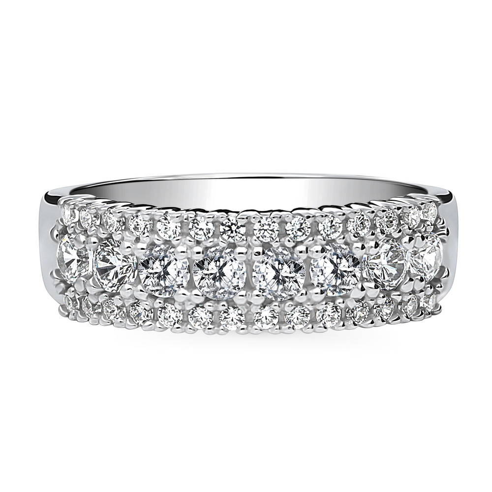 CZ Statement Half Eternity Ring in Sterling Silver, 1 of 9