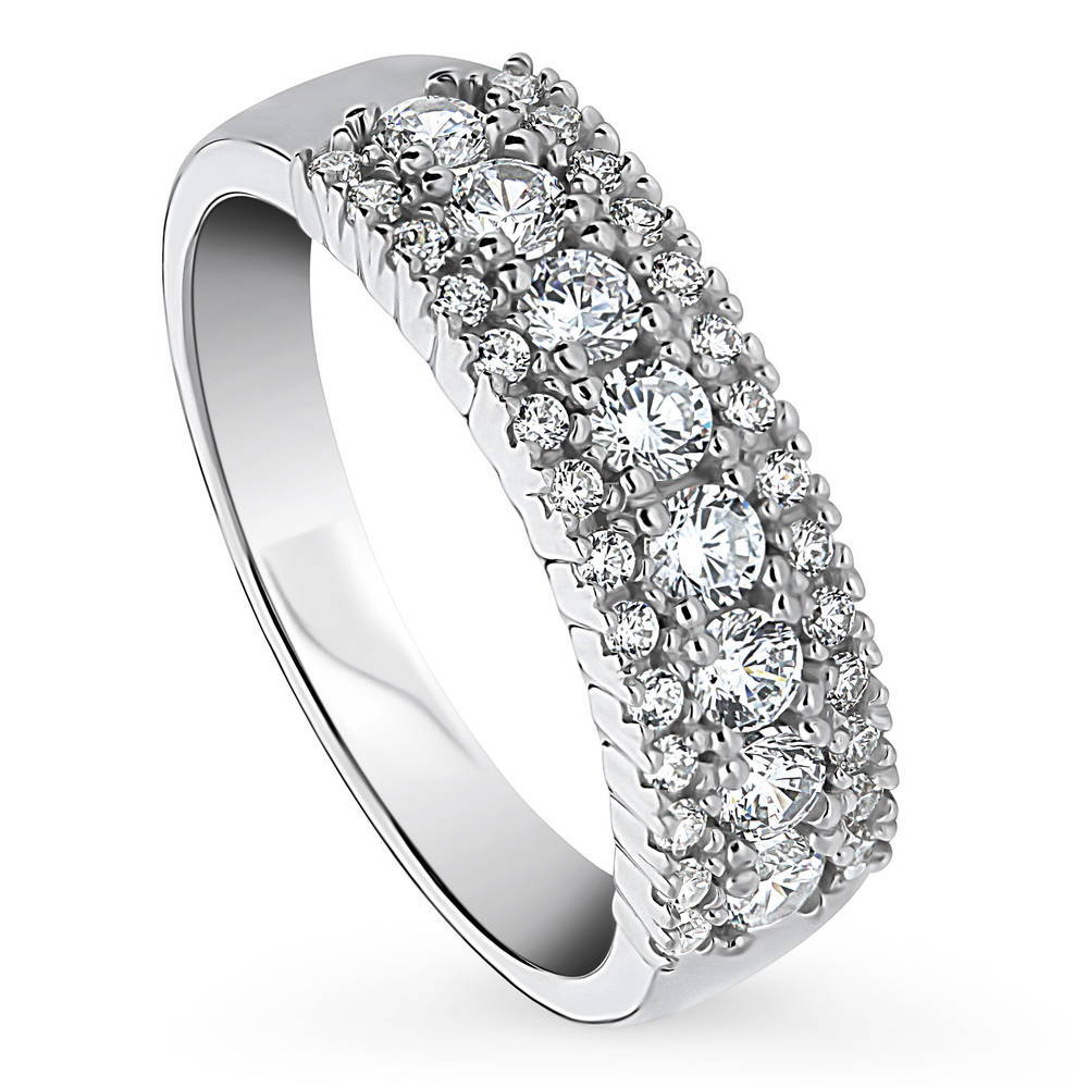 CZ Statement Half Eternity Ring in Sterling Silver