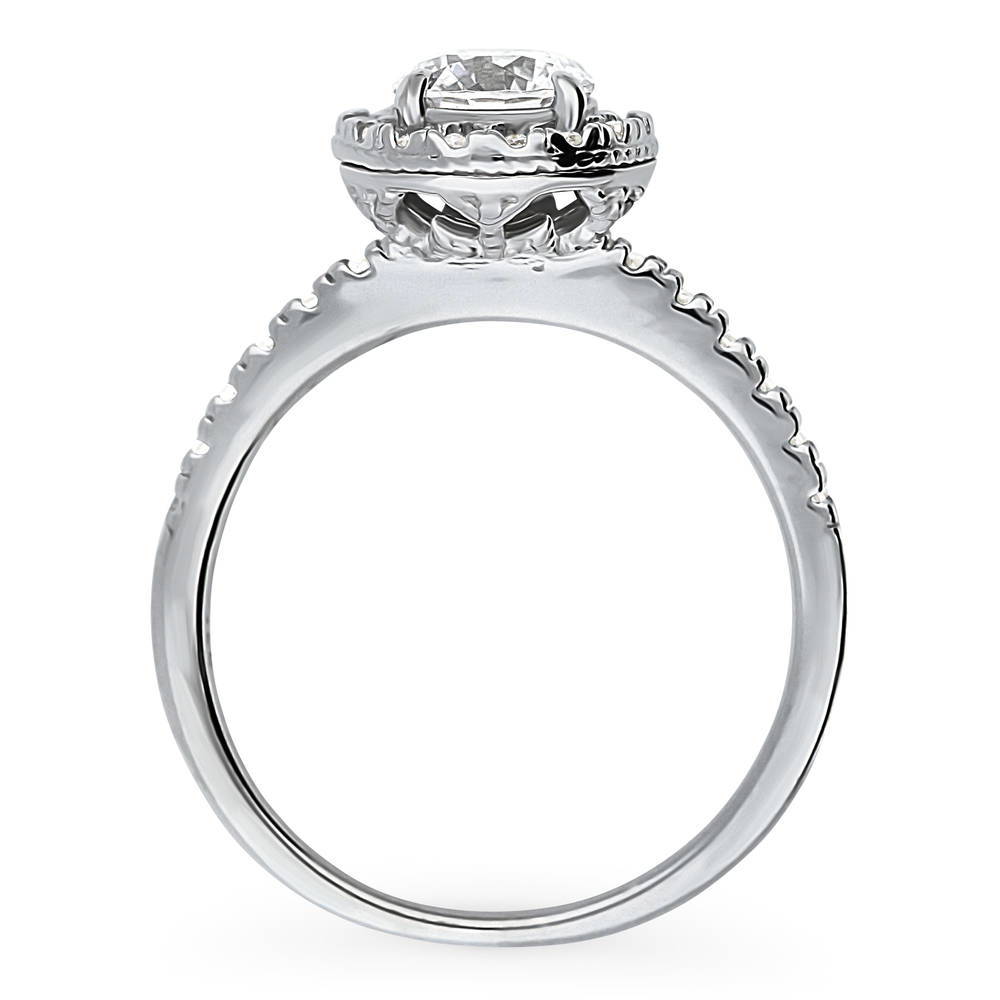 Alternate view of Halo Round CZ Ring in Sterling Silver