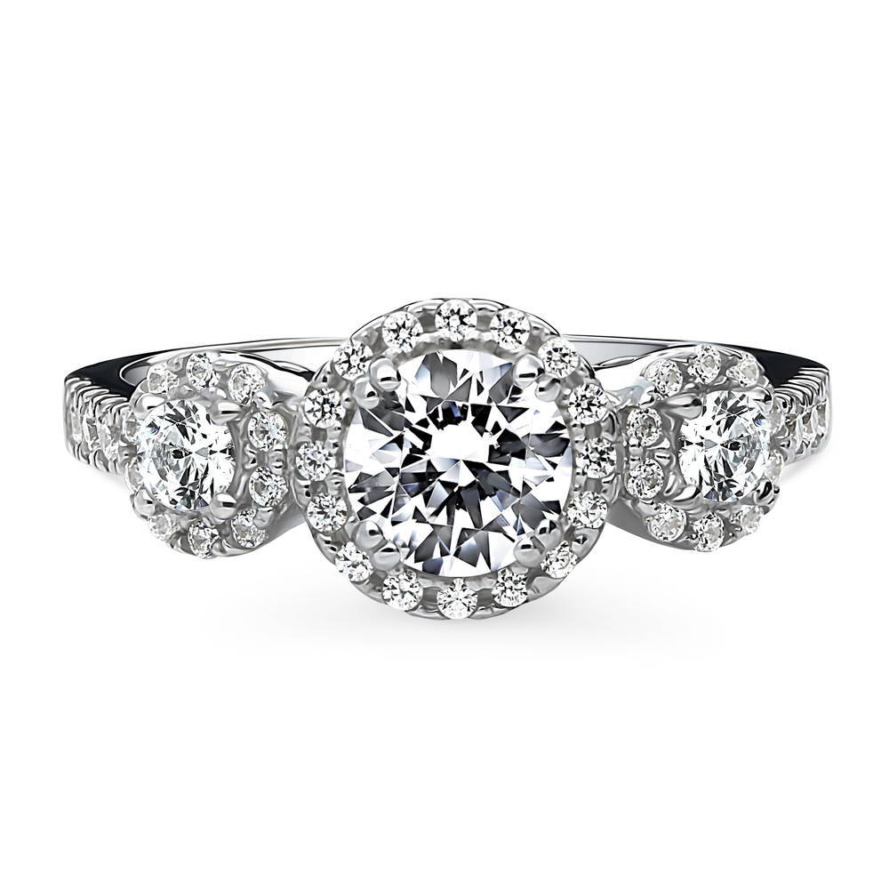 3-Stone Round CZ Ring in Sterling Silver