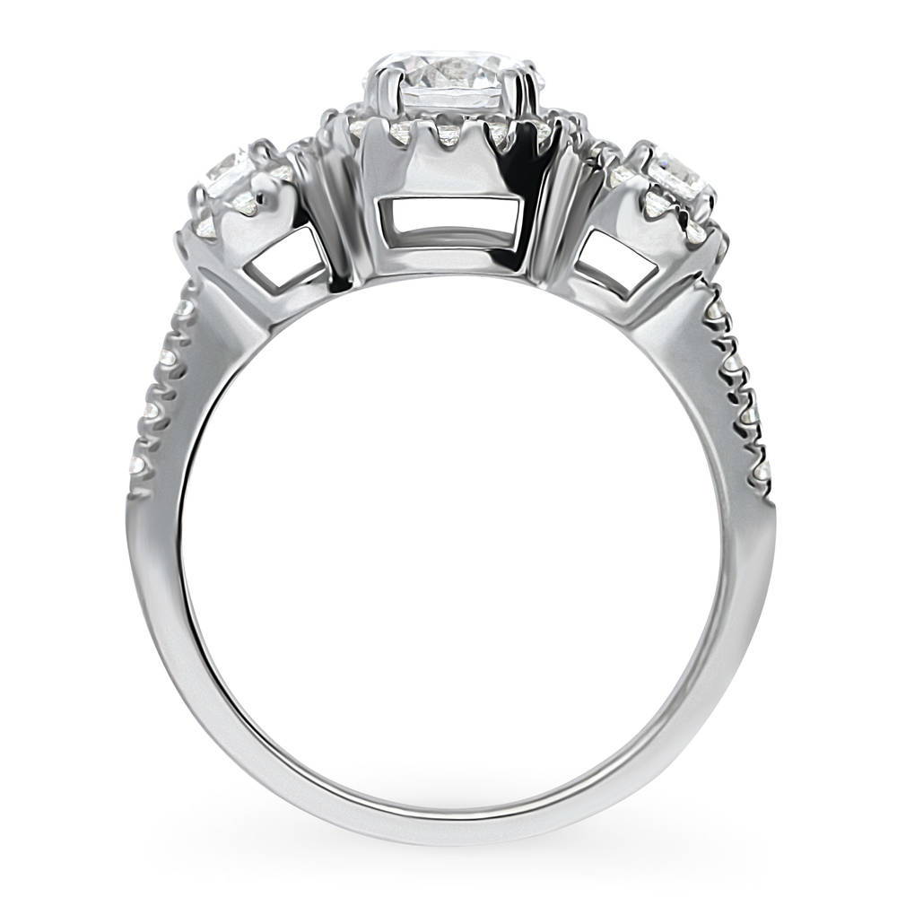 Alternate view of 3-Stone Round CZ Ring in Sterling Silver