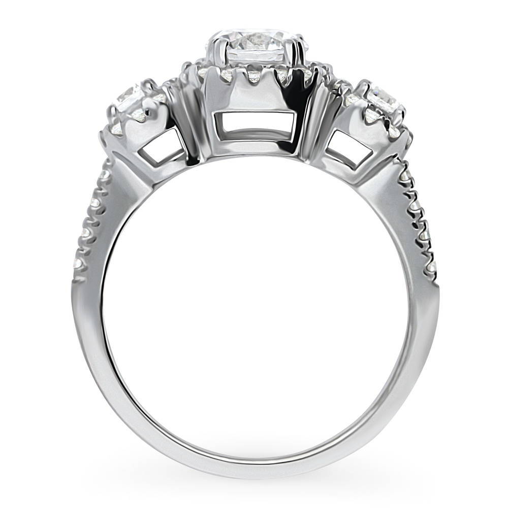 3-Stone Round CZ Ring in Sterling Silver