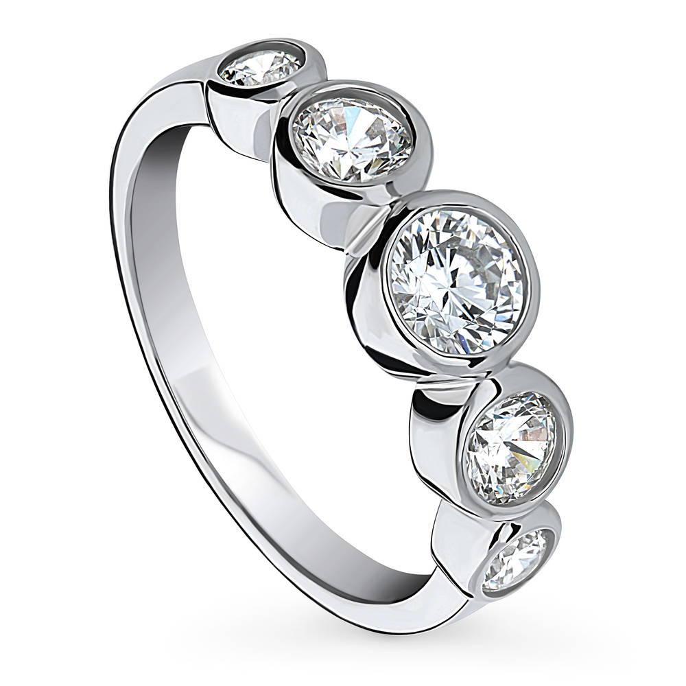 Front view of 5-Stone CZ Ring in Sterling Silver