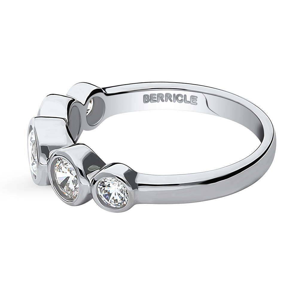 Angle view of 5-Stone CZ Ring in Sterling Silver