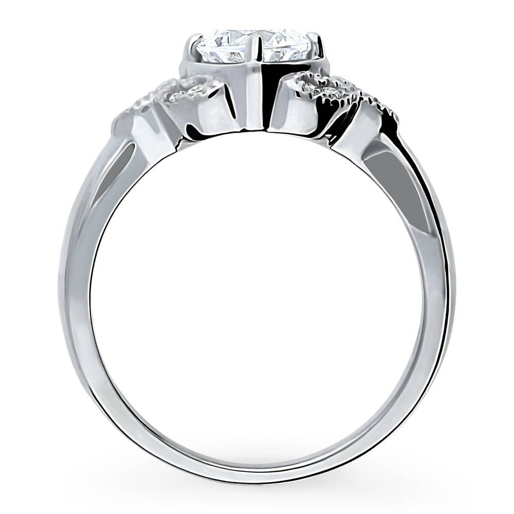 Flower Solitaire CZ Ring in Sterling Silver
