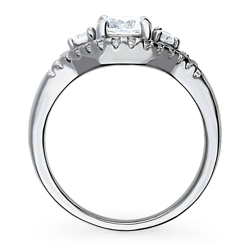 Alternate view of 3-Stone Round CZ Ring in Sterling Silver