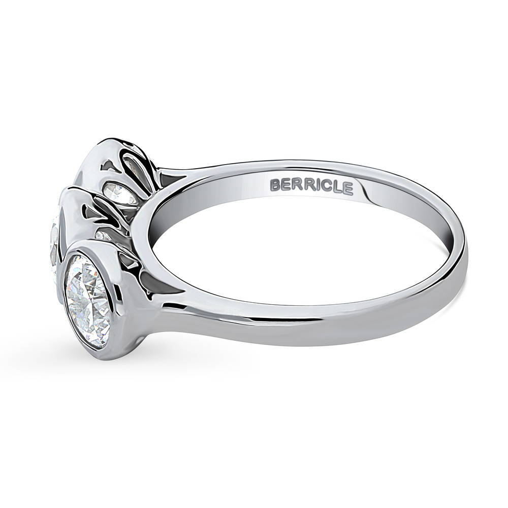 3-Stone Round CZ Ring in Sterling Silver