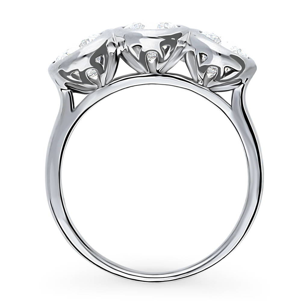 Alternate view of 3-Stone Round CZ Ring in Sterling Silver