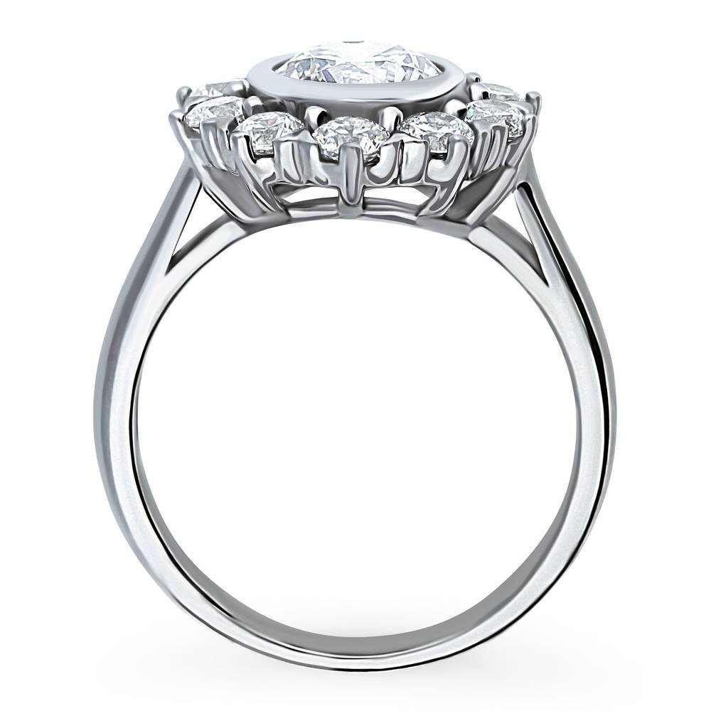 Alternate view of Halo Flower Round CZ Ring in Sterling Silver