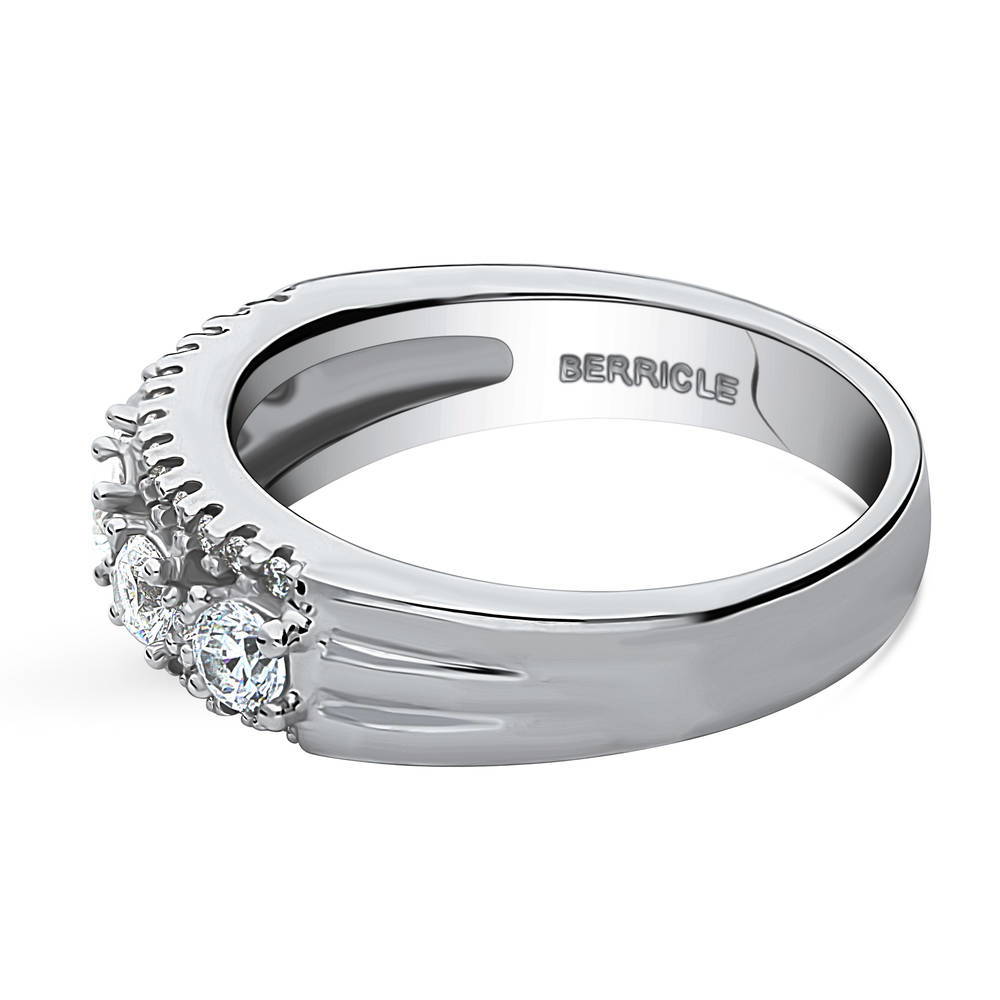 Angle view of 5-Stone CZ Half Eternity Ring in Sterling Silver