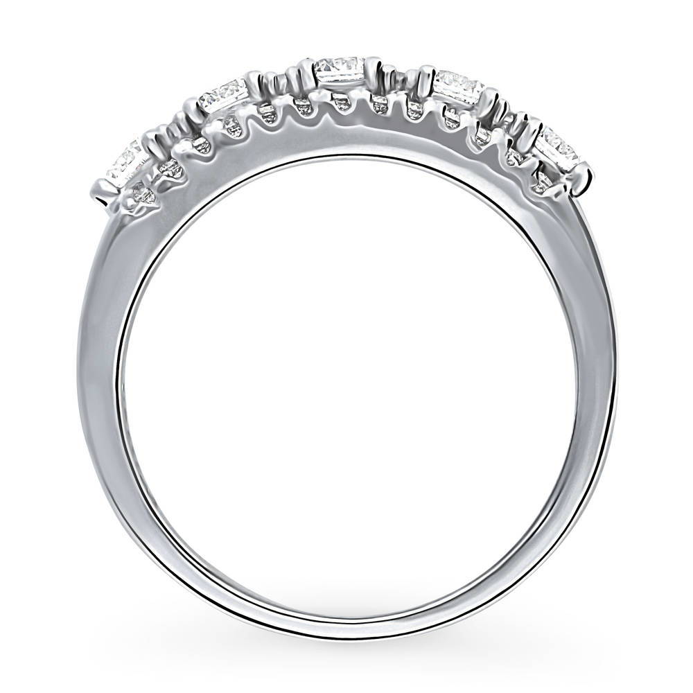 Alternate view of 5-Stone CZ Half Eternity Ring in Sterling Silver