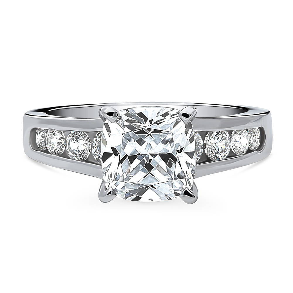 Solitaire 3ct Cushion CZ Ring in Sterling Silver