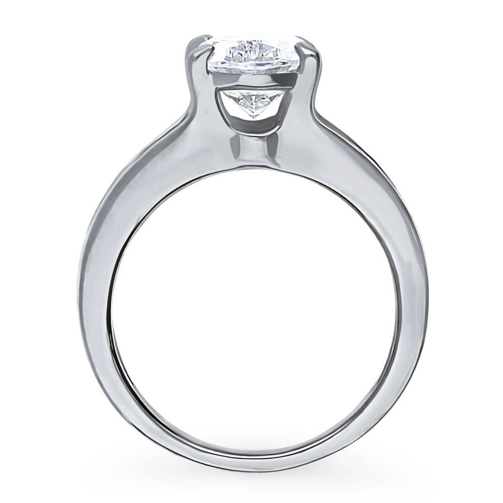 Solitaire 2.5ct Oval CZ Ring in Sterling Silver