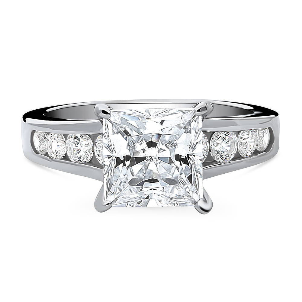 Solitaire 3ct Princess CZ Ring in Sterling Silver