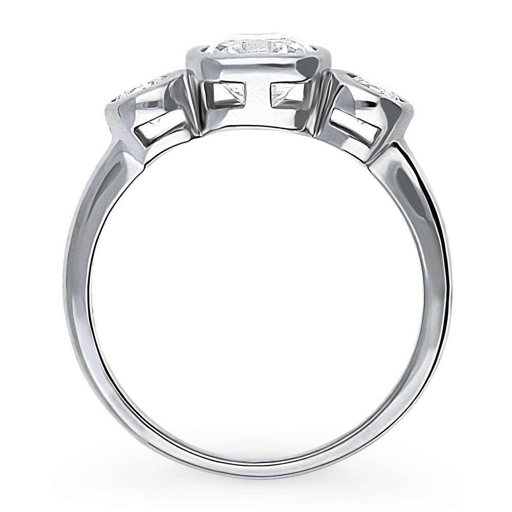 Alternate view of 3-Stone Cushion CZ Ring in Sterling Silver