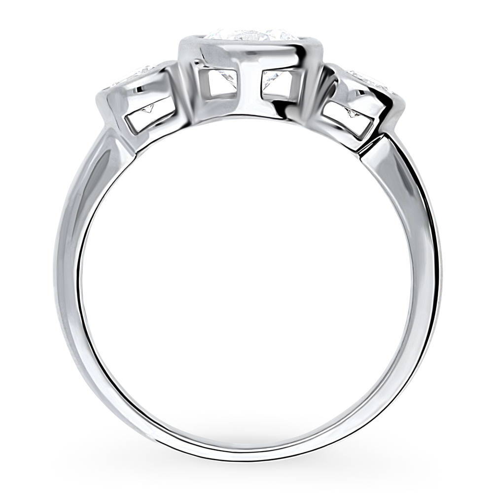 Alternate view of 3-Stone Round CZ Ring in Sterling Silver