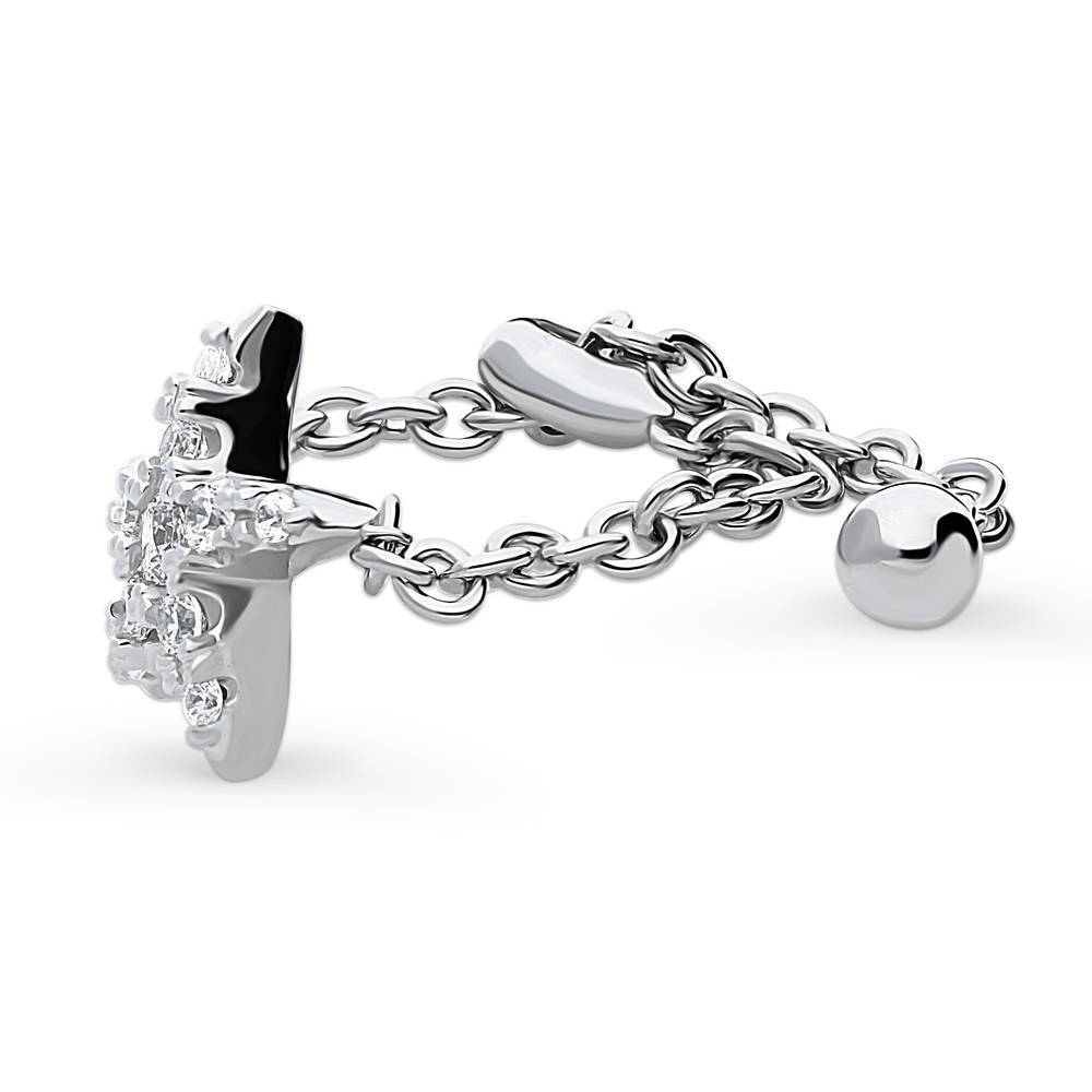 Front view of Starfish CZ Chain Ring in Sterling Silver