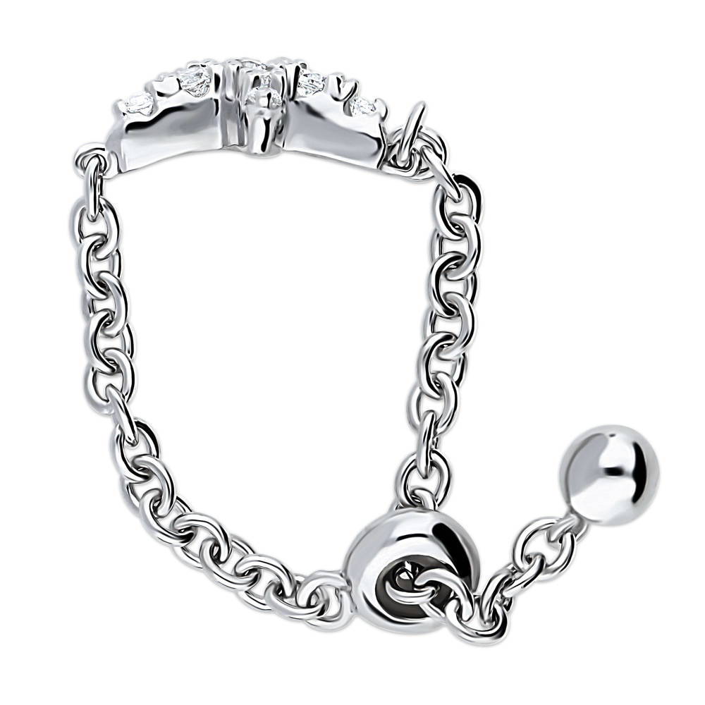 Angle view of Starfish CZ Chain Ring in Sterling Silver