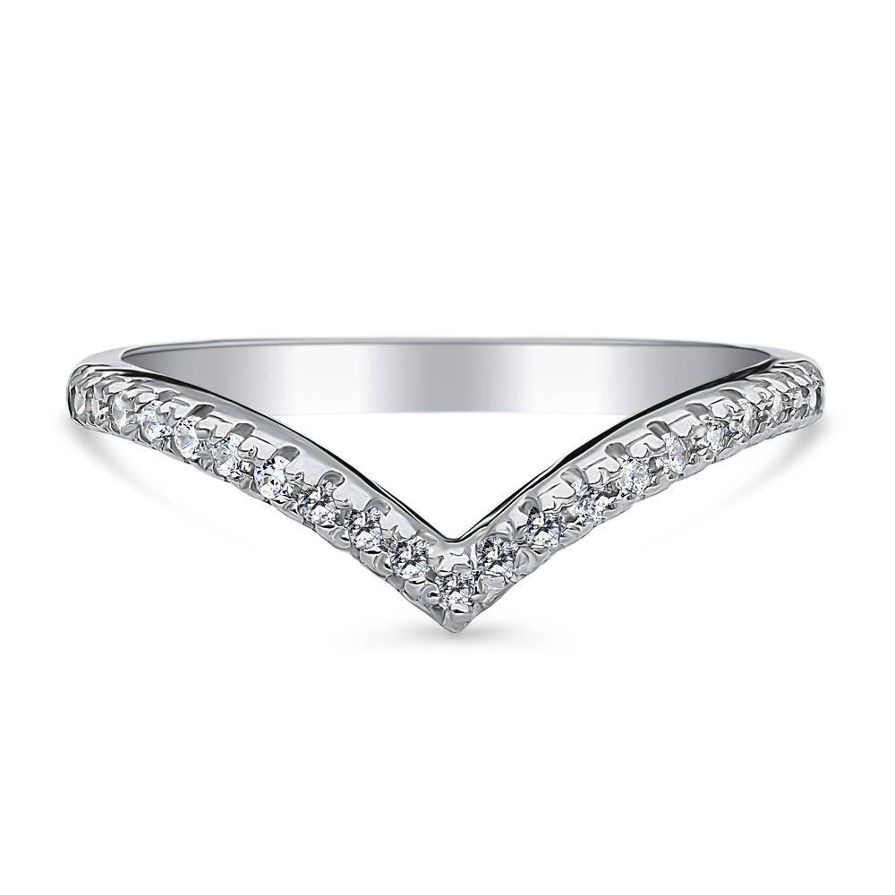Wishbone CZ Curved Eternity Ring in Sterling Silver, 1 of 8
