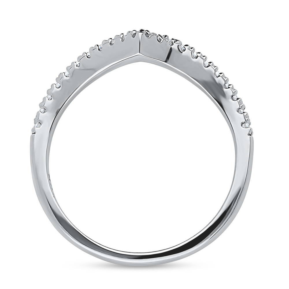 Wishbone CZ Curved Eternity Ring in Sterling Silver
