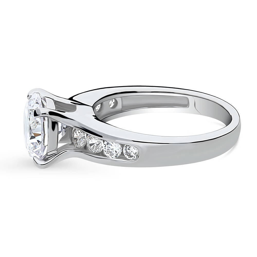 Angle view of Solitaire 2.7ct Round CZ Ring in Sterling Silver