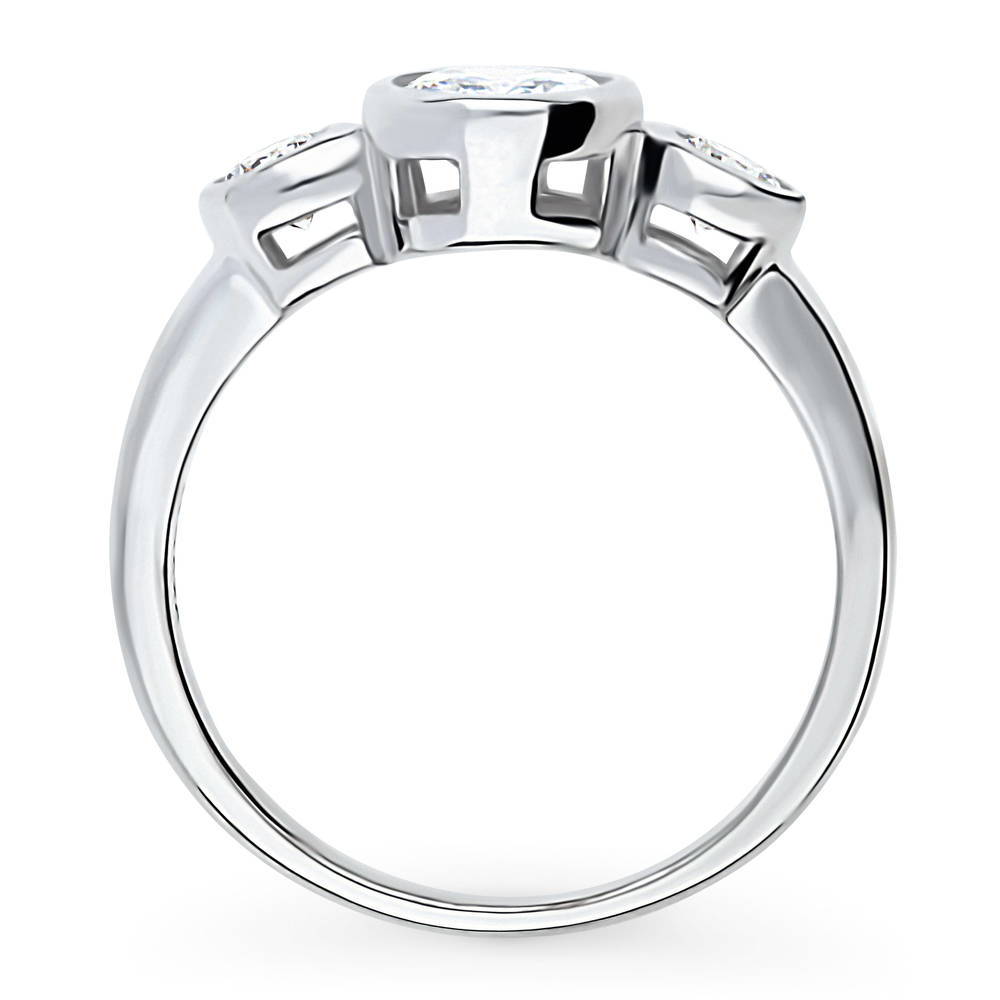 Alternate view of 3-Stone Oval CZ Ring in Sterling Silver