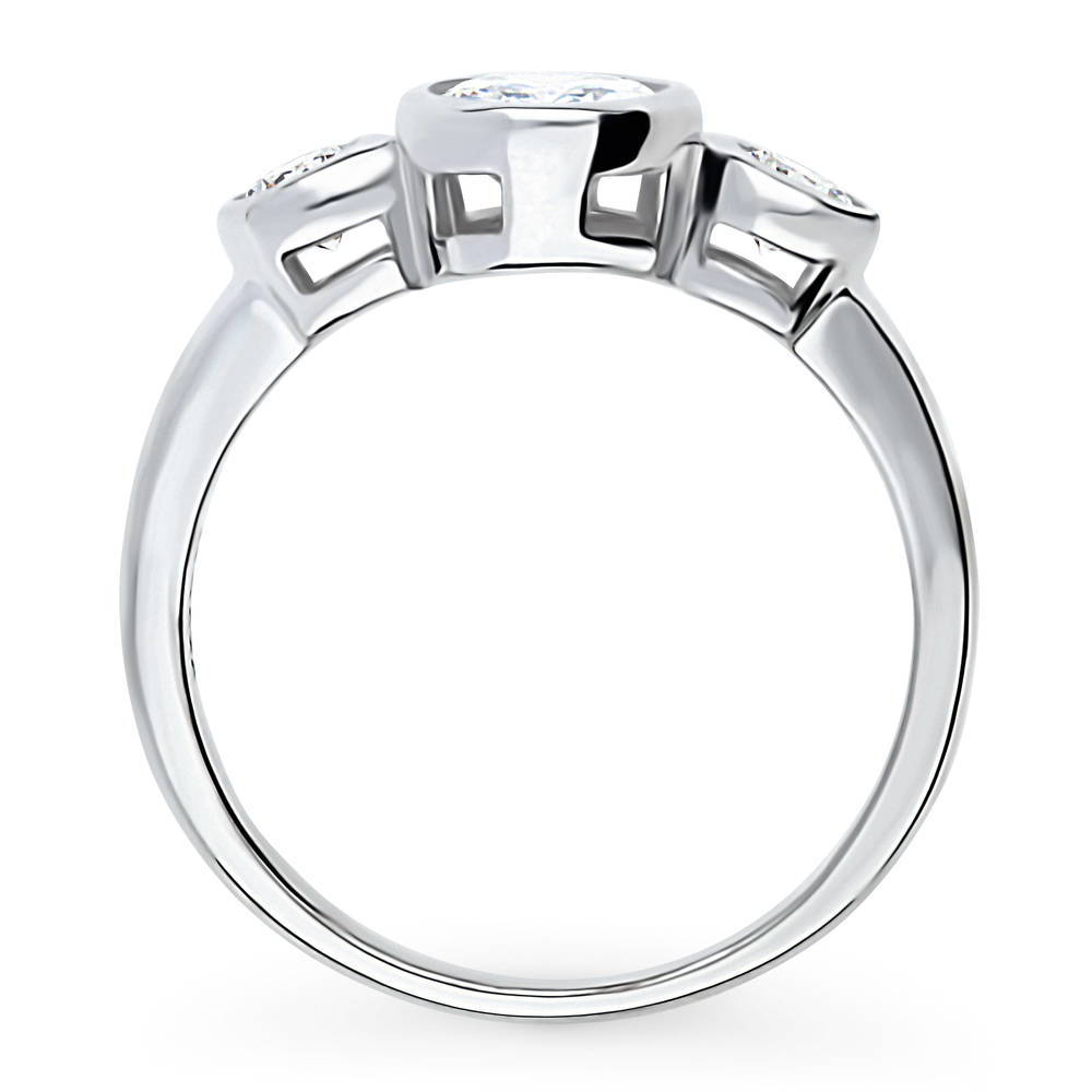 Alternate view of 3-Stone Oval CZ Ring in Sterling Silver, 8 of 9