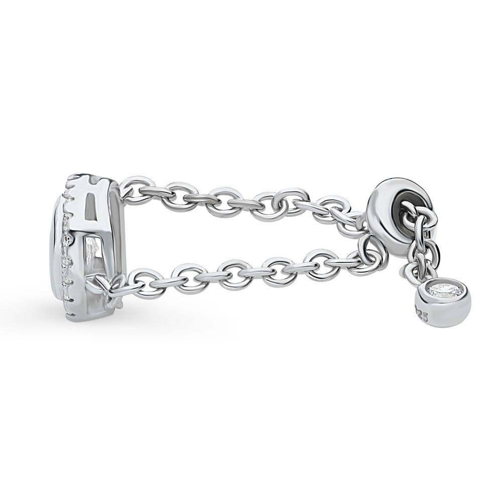 Halo Cushion CZ Chain Ring in Sterling Silver
