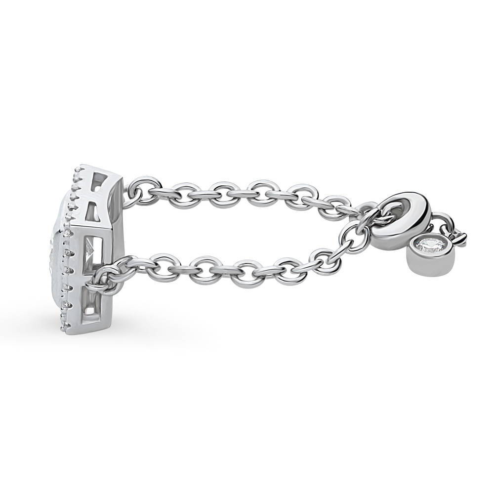 Front view of Halo Princess CZ Chain Ring in Sterling Silver