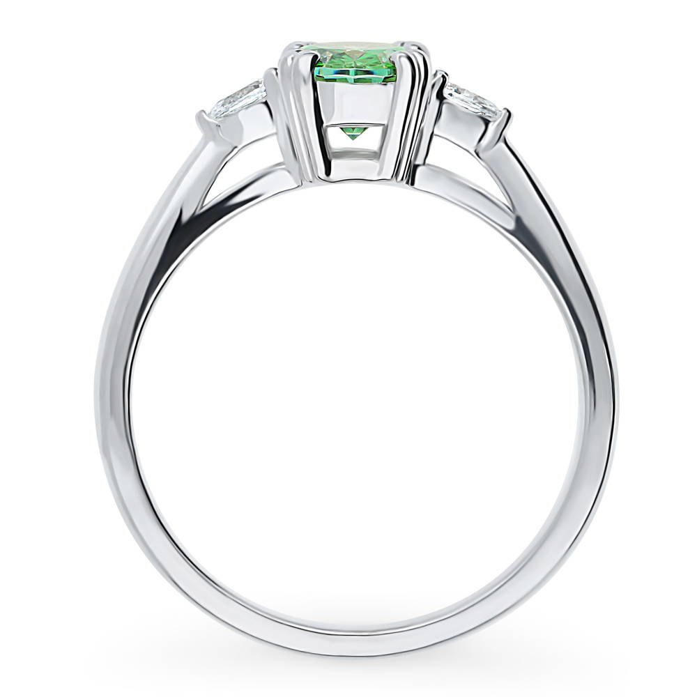 3-Stone 1.2ct Green Oval CZ Ring in Sterling Silver