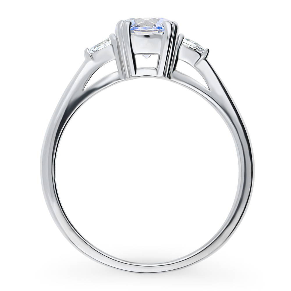 Alternate view of 3-Stone Greyish Blue Round CZ Ring in Sterling Silver, 8 of 9