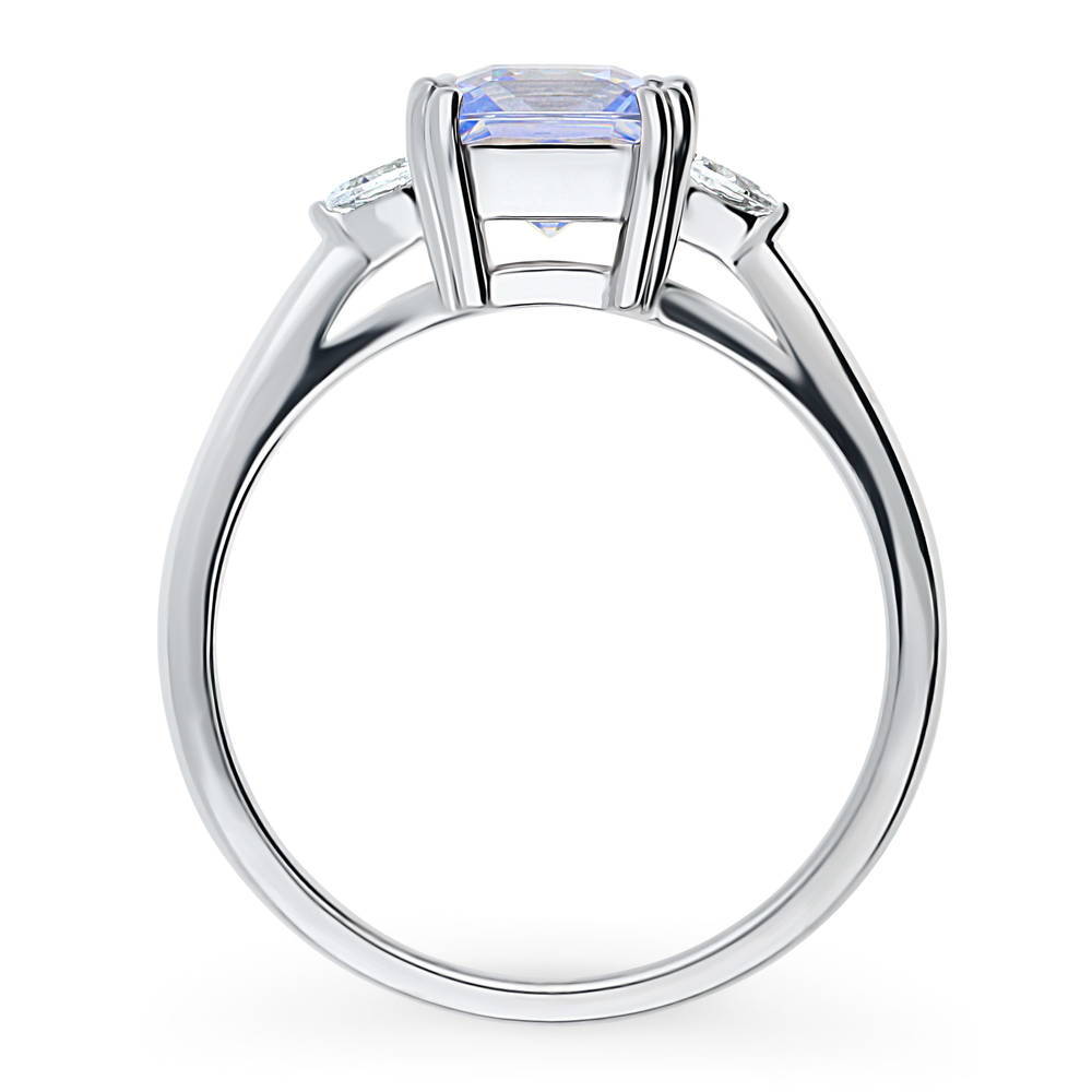 3-Stone Greyish Blue Princess CZ Ring in Sterling Silver