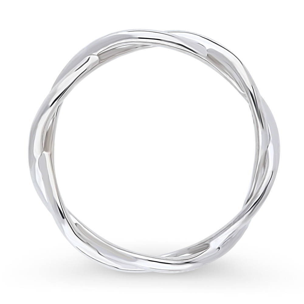 Angle view of Woven Stackable Band in Sterling Silver
