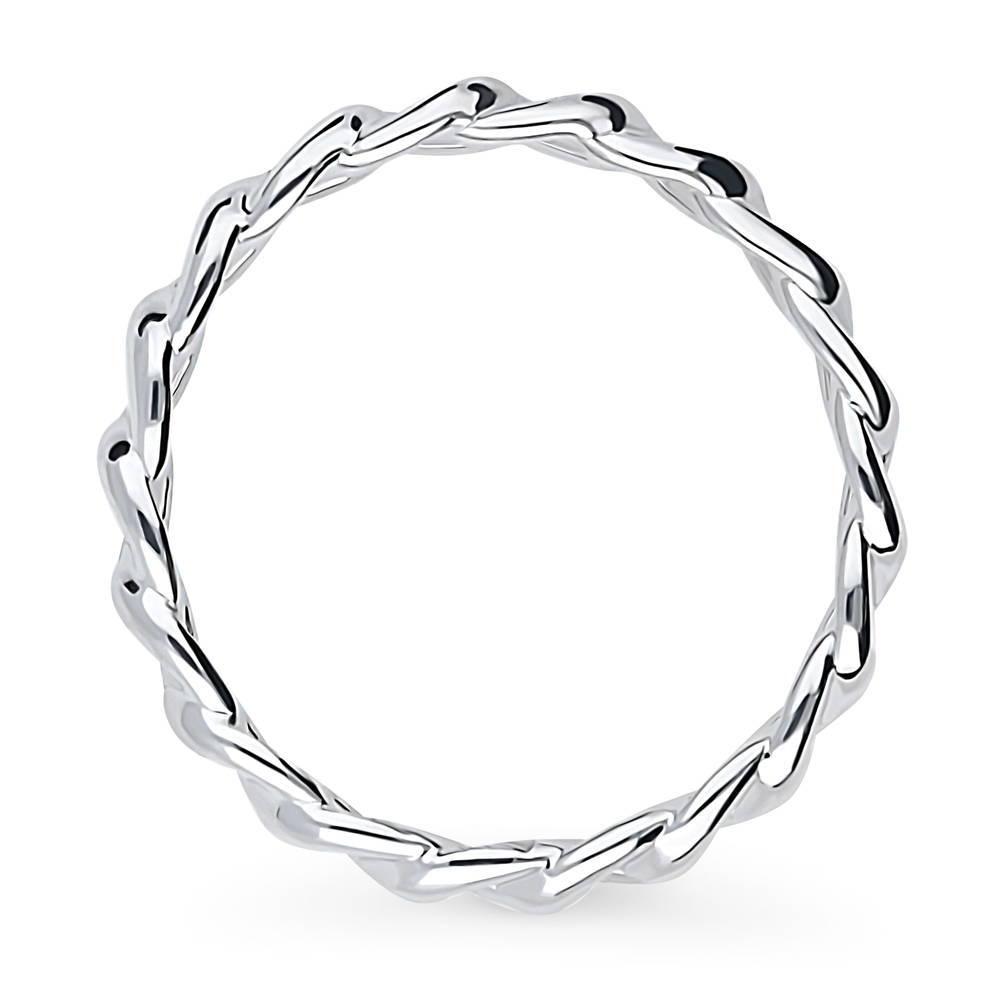 Angle view of Woven Stackable Band in Sterling Silver