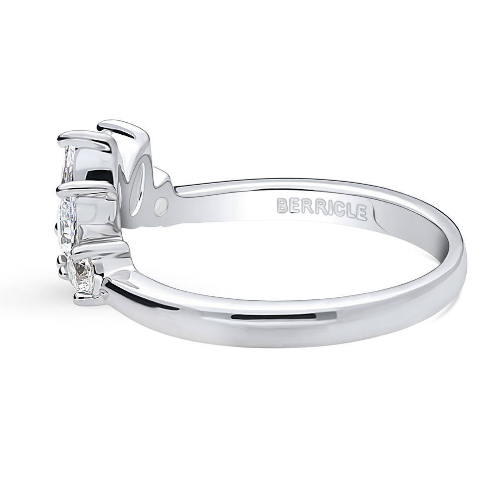 5-Stone Wishbone CZ Curved Band in Sterling Silver, side view