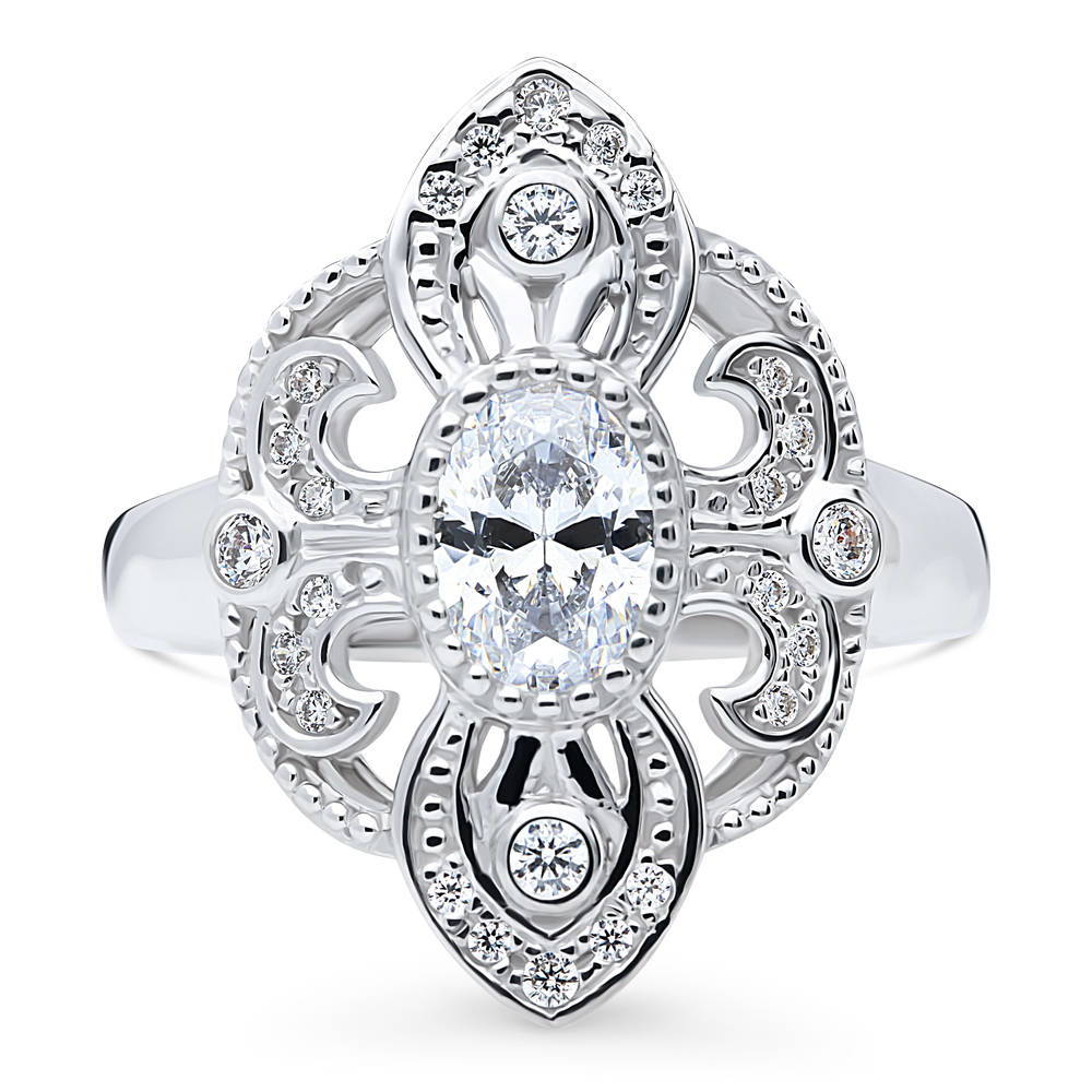 Milgrain CZ Ring in Sterling Silver