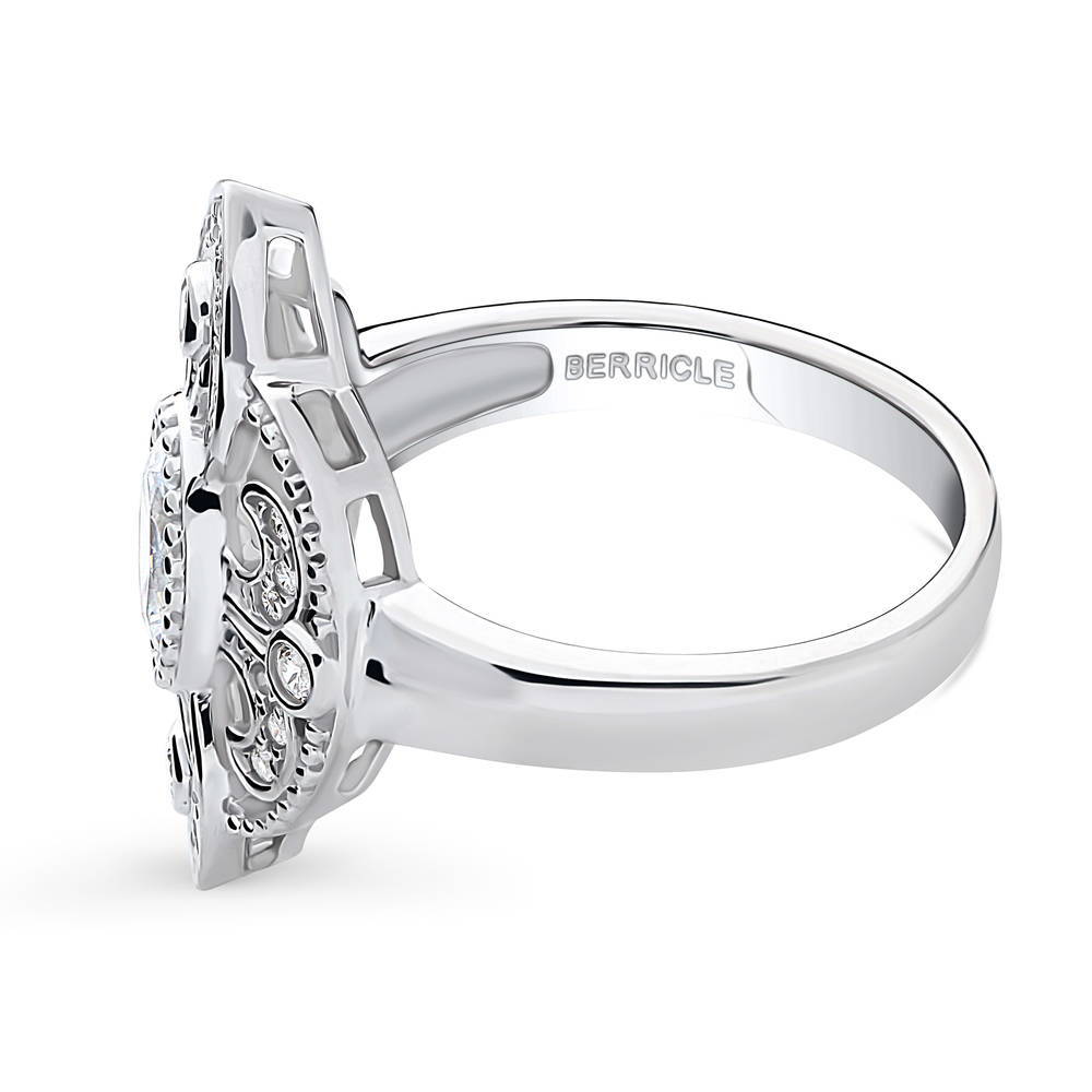 Angle view of Milgrain CZ Ring in Sterling Silver
