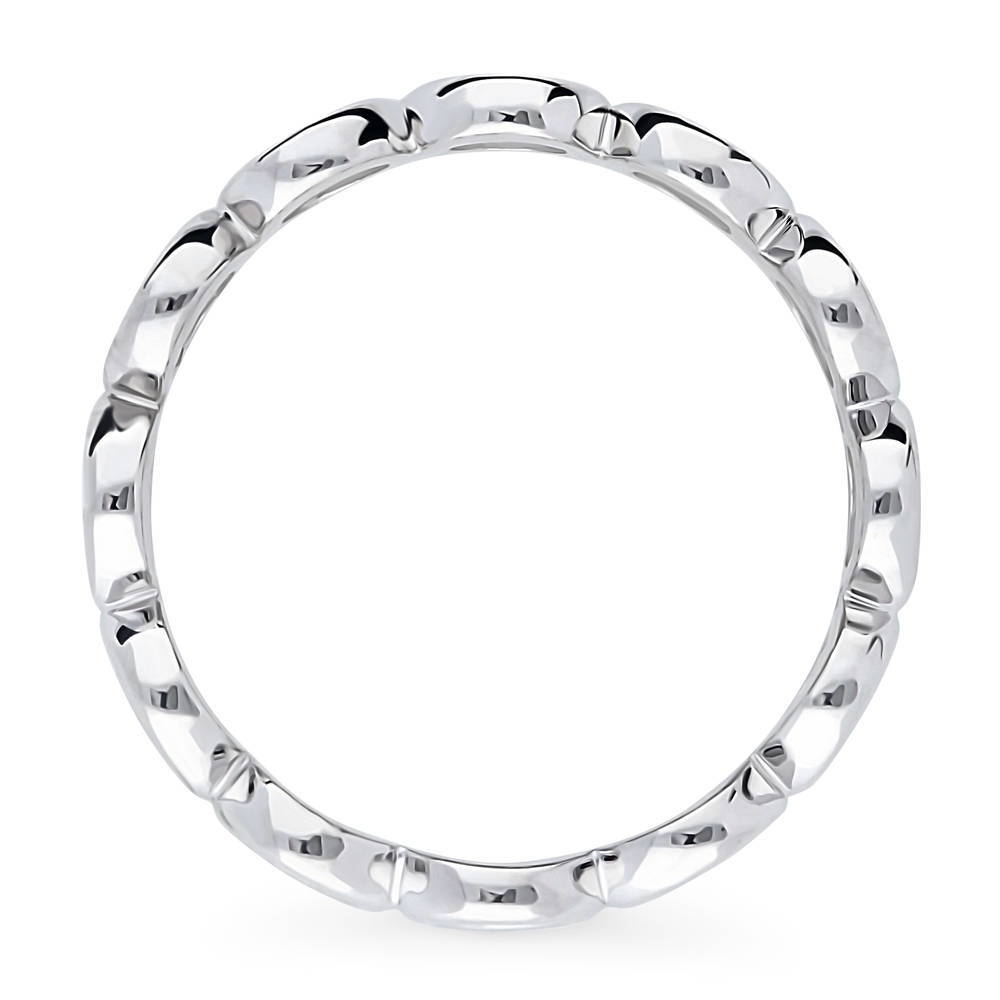 Angle view of Bubble Open Circle Stackable Band in Sterling Silver