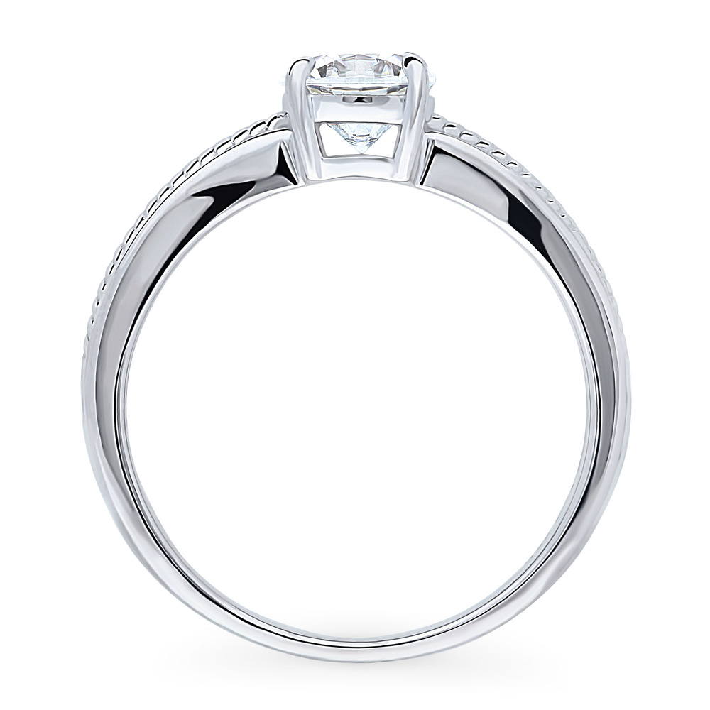 Solitaire Cable 0.8ct Round CZ Ring in Sterling Silver