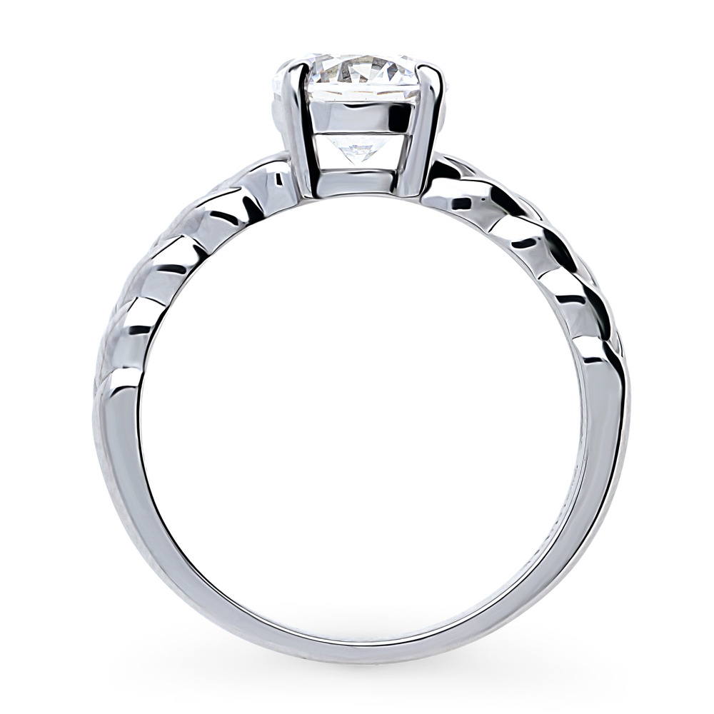 Alternate view of Woven Solitaire CZ Ring in Sterling Silver