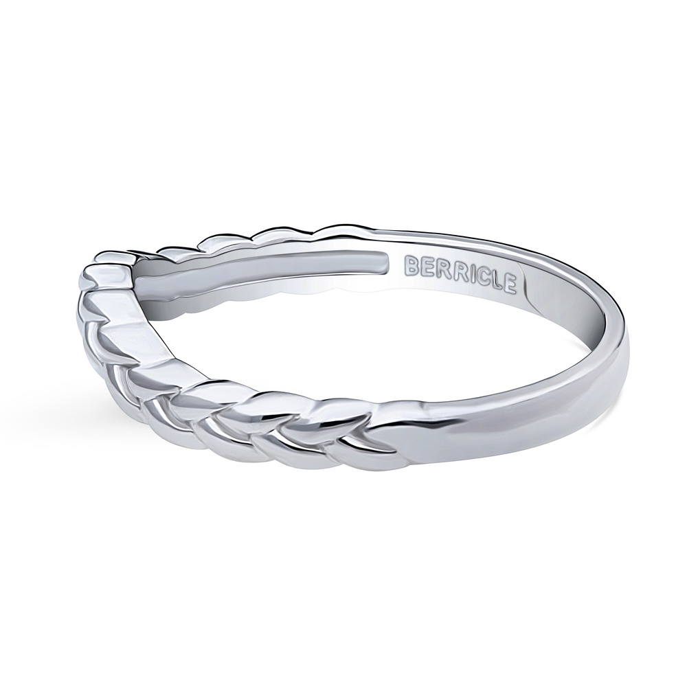 Woven Curved Band in Sterling Silver, side view