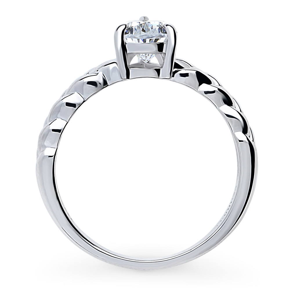 Alternate view of Woven Solitaire CZ Ring in Sterling Silver