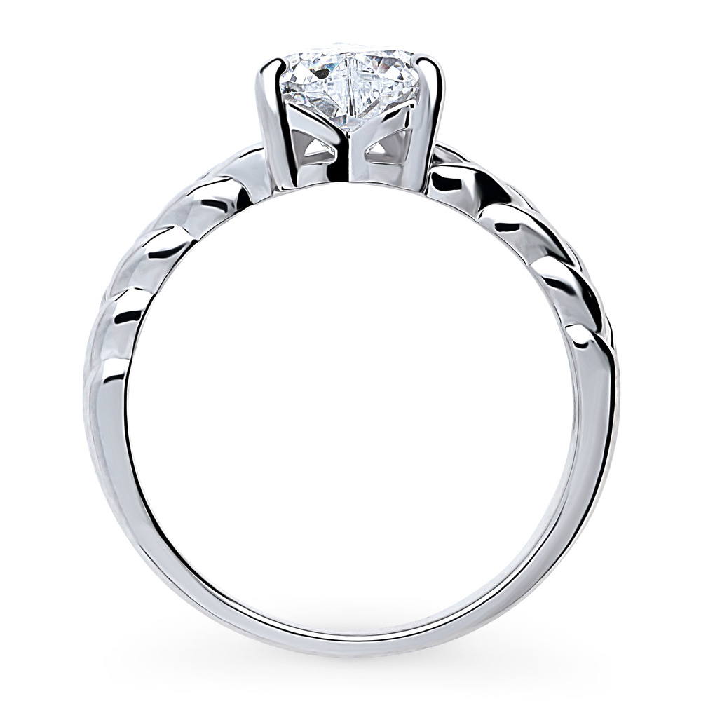 Alternate view of Woven Solitaire CZ Ring in Sterling Silver