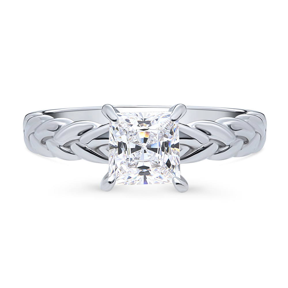 Woven Solitaire CZ Ring in Sterling Silver