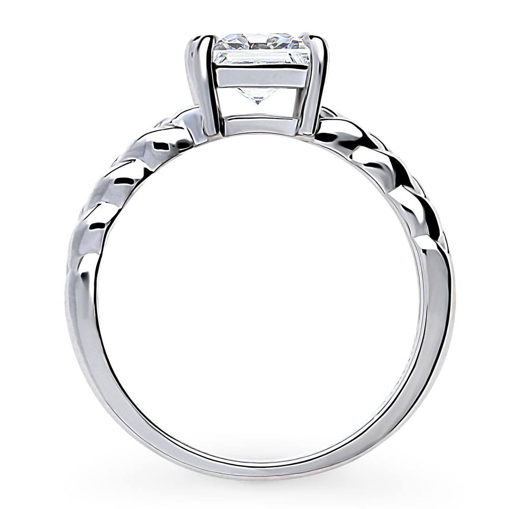 Alternate view of Woven Solitaire CZ Ring in Sterling Silver