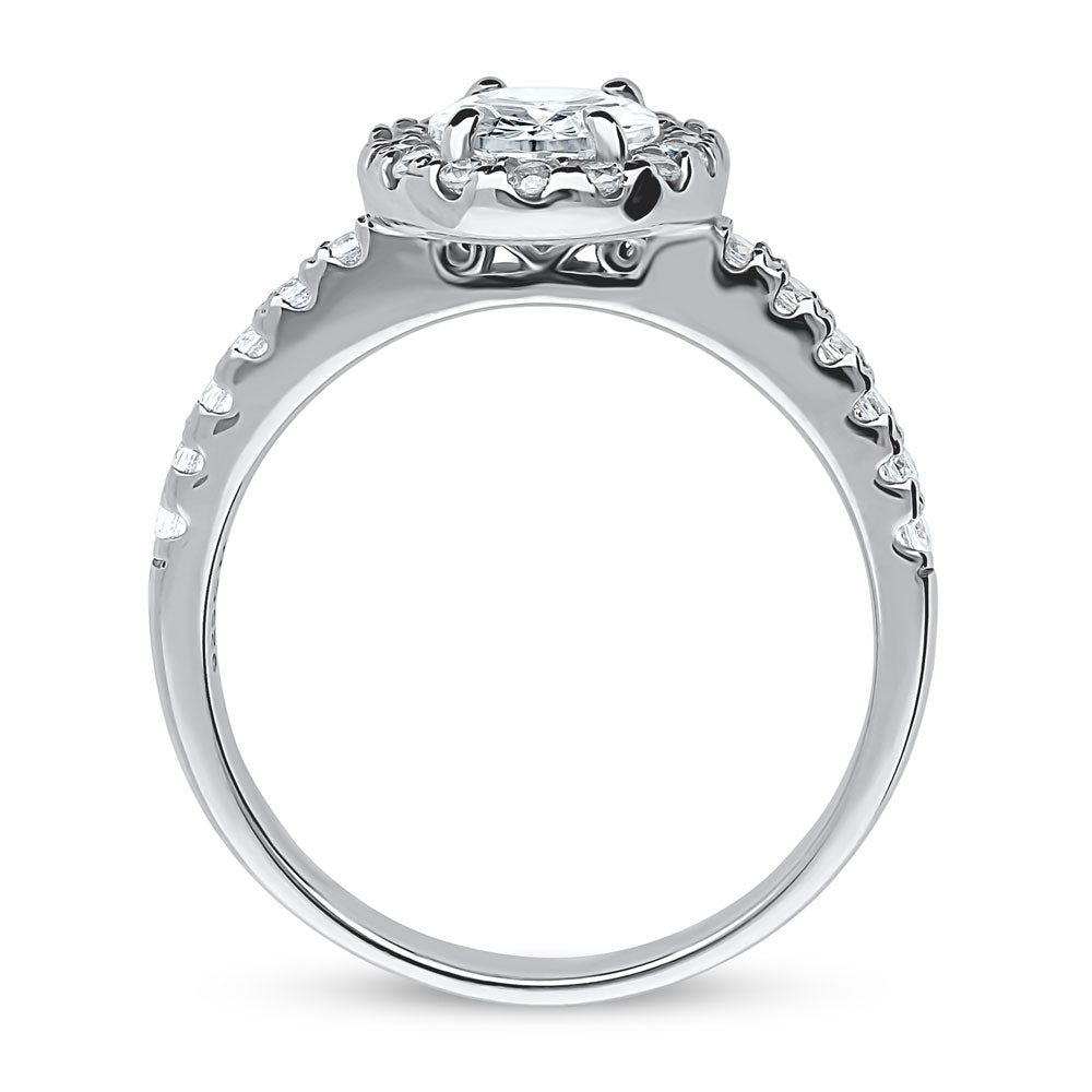 Halo Oval CZ Ring in Sterling Silver