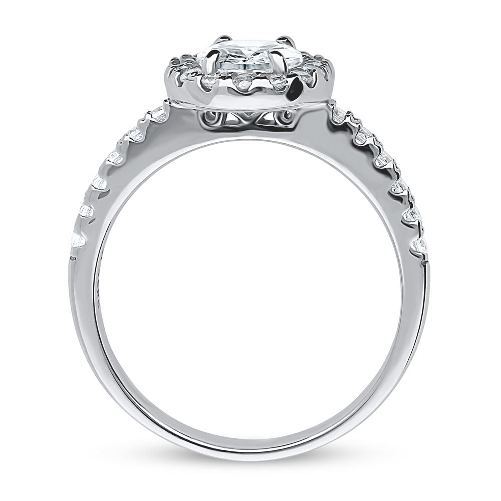 Alternate view of Halo Oval CZ Ring in Sterling Silver, 7 of 8