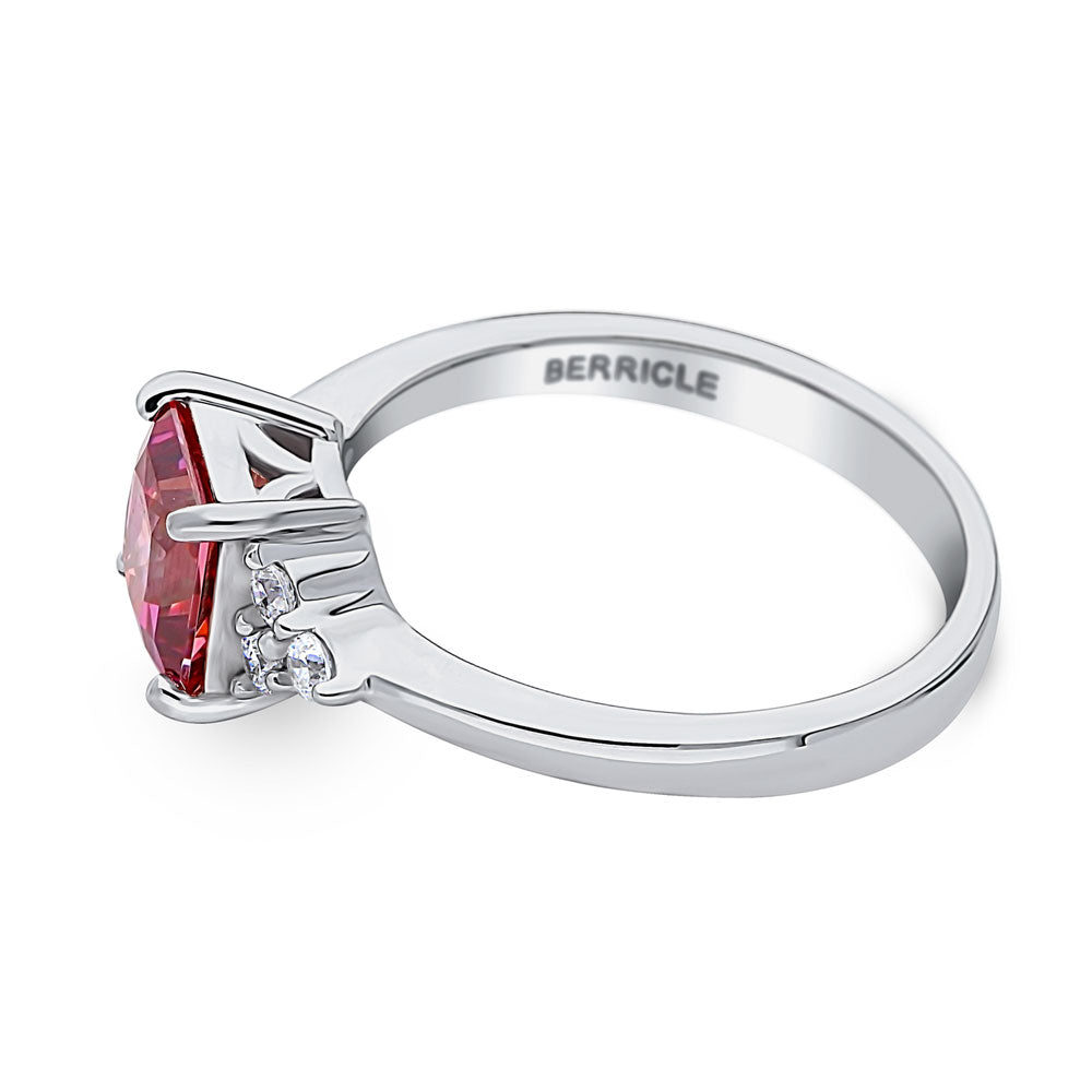 Solitaire Red Princess CZ Ring in Sterling Silver 1.2ct